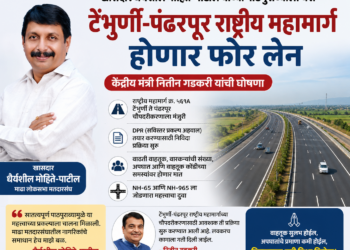 खासदार धैर्यशील मोहिते-पाटील यांच्या पाठपुराव्याला यश*  *टेंभुर्णी-पंढरपूर राष्ट्रीय महामार्ग होणार फोर लेन;               केंद्रीय मंत्री नितीन गडकरी यांची घोषणा*
