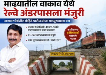माढ्यातील वाकाव येथे रेल्वे अंडरपासला मंजुरी; खासदार धैर्यशील मोहिते-पाटील यांच्या पाठपुराव्याला यश