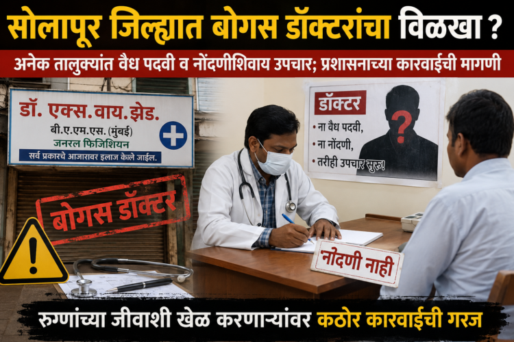 सोलापूर जिल्ह्यात बोगस डॉक्टरांचा विळखा? अनेक तालुक्यांत संशयित वैद्यकीय व्यवसाय; प्रशासनाच्या कारवाईची मागणी